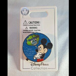 Disney Parks Mickey "What In The World Will We Do Today?" Spinner Pin New PB2B20
